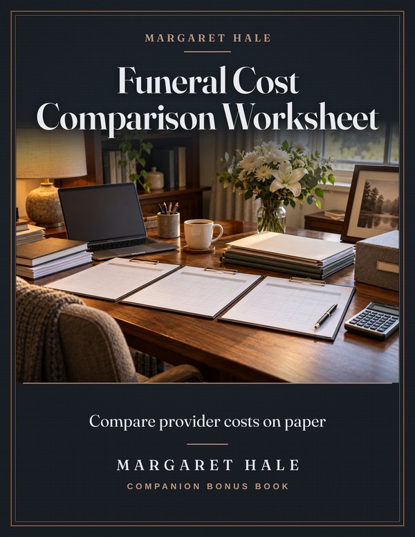 Funeral Cost Comparison Worksheet bonus book cover
